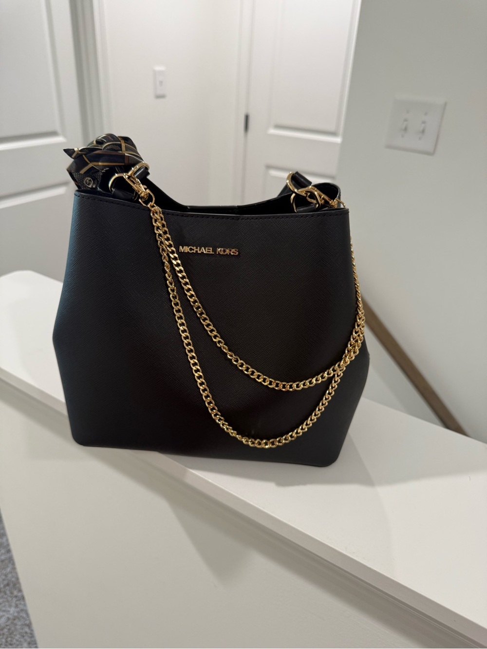 MICHAEL KORS Black Saffiano Leather Shoulder Bag NWOT
